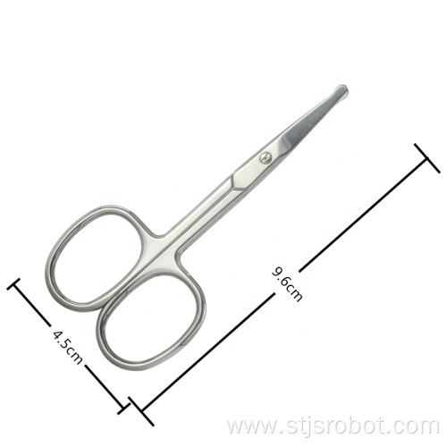 Professional Silver Color Eyebrow Nose Hair Scissors Stainless Steel Durable Beauty Trimming Tool with Customized Logo